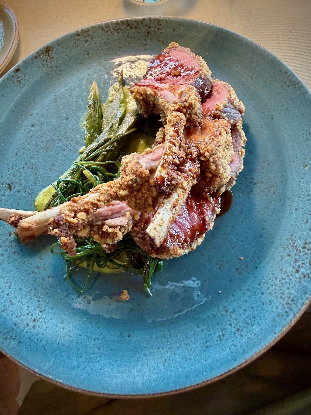 Rack of lamb over greens at Rinuccio 1180